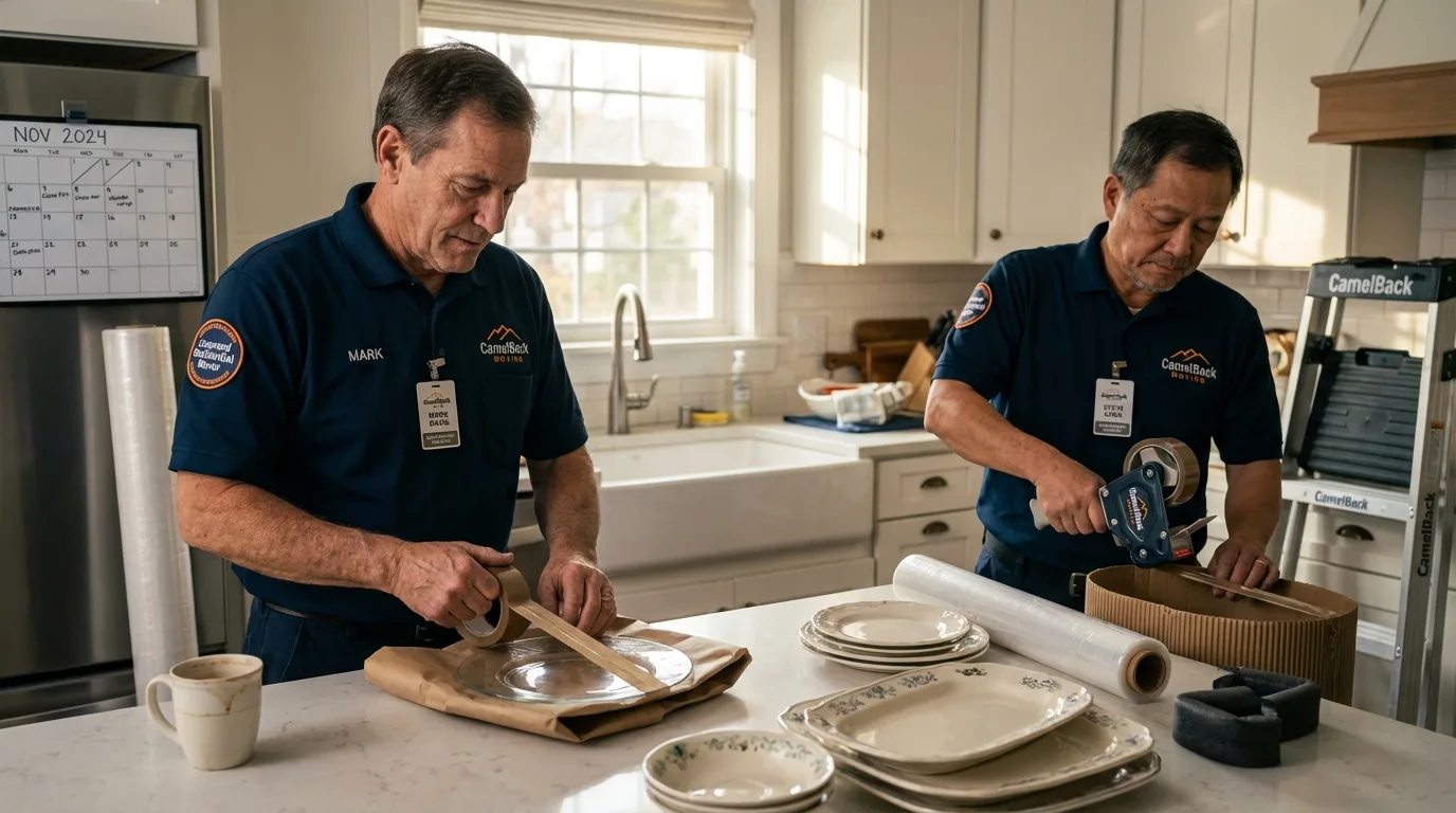 Professional crew packing kitchen dishware in Rio Vista, CA